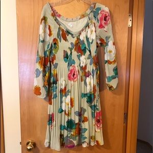 Pleated summer dress knee length